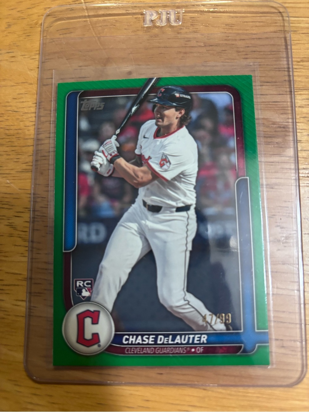 Topps Chase DeLauter Cleveland Guardians Green Baseball Card
